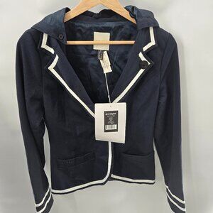 Insight Navy Blue White Nautica Booty Jacket Detachable Hood Blazer Size 4
